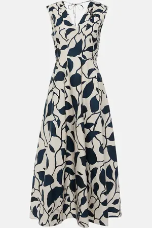 Max Mara Abito midi in popeline di cotone con stampa