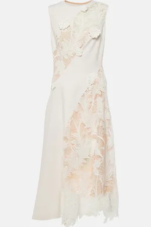 Oscar de la Renta Abito midi in misto lana con pizzo