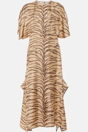 Stella McCartney Abito midi in seta con stampa