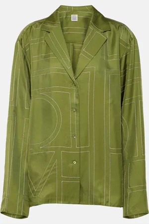 Totême Camicia pigiama Monogram in twill di seta