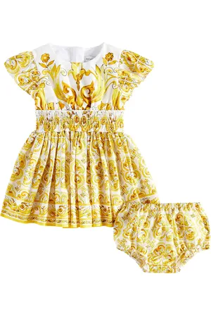 Dolce & Gabbana Baby - Abito e culottes Majolica in popeline