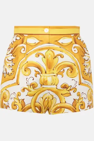 Dolce & Gabbana Shorts Majolica in cotone a vita alta