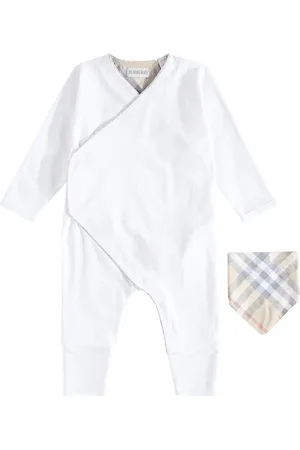 Burberry Baby - Jumpsuit corta e bavaglino in cotone