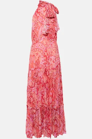 RIXO London Abito lungo Neena in chiffon di seta