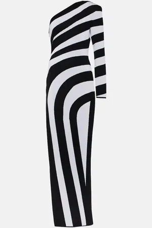 Balmain Abito lungo asimmetrico a righe