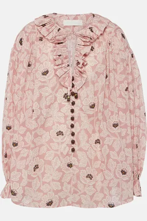 ZIMMERMANN Top Ottie in cotone con stampa e volant