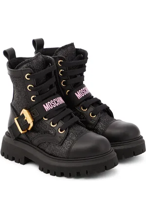 Moschino Anfibi con pelle e logo