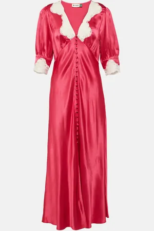 RIXO London Abito lungo Simone con pizzo