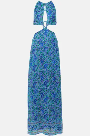 RIXO London Abito lungo Lenny con cut-out e stampa