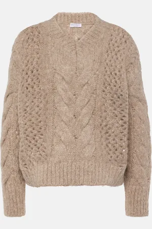 Brunello Cucinelli Pullover in misto cotone a trecce