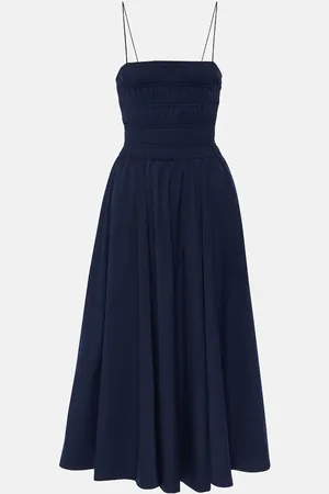 Ralph Lauren Abito midi in cotone a punto smock