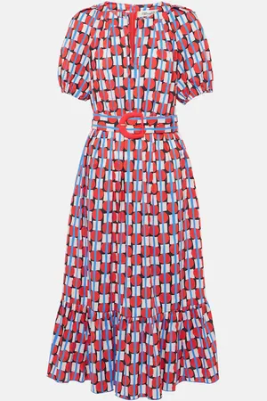Diane von Furstenberg Abito midi Lindy in misto cotone