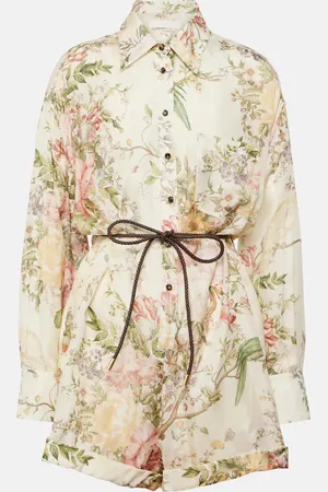 ZIMMERMANN Tutina Waverly in seta con stampa floreale