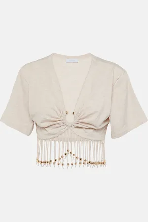 Paco rabanne Top cropped in jersey di cotone