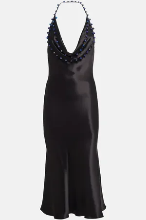 Bottega Veneta Abito midi in raso con perline