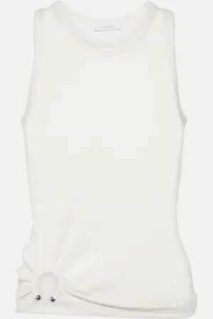 Paco rabanne Top in jersey di misto cotone con anello