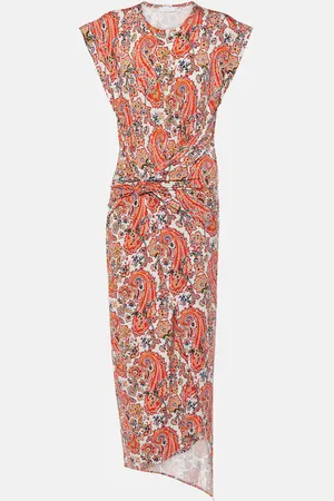 Paco rabanne Abito midi in jersey con stampa paisley