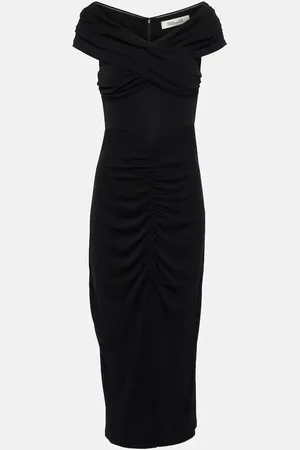 Diane von Furstenberg Abito midi Stephen in jersey con ruches