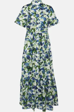 Erdem Abito midi in popeline di cotone con stampa floreale