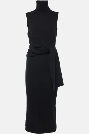 Maison Margiela Abito midi in misto lana con fiocco
