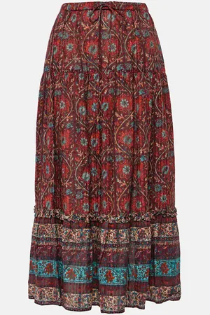 ULLA JOHNSON Gonna midi Paige in misto cotone