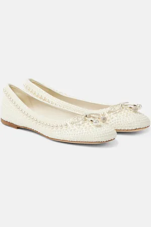 Jimmy Choo Ballerine Elme in raso con perle bijoux