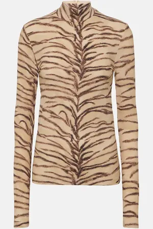 Stella McCartney Top in jersey con stampa tigrata