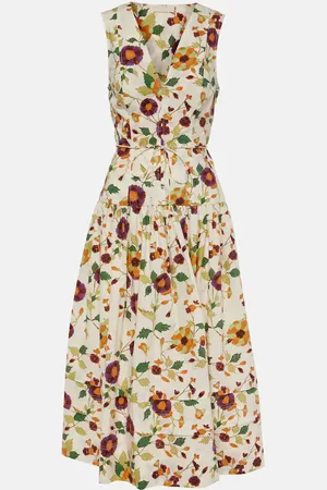 ULLA JOHNSON Abito midi Kiran in cotone con stampa floreale