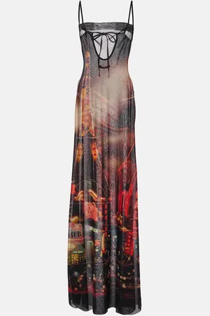 Jean Paul Gaultier Abito sottoveste in mesh con stampa