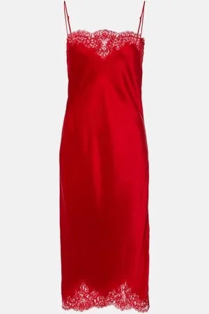 Stella McCartney Abito sottoveste in raso con pizzo