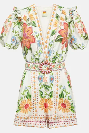 Farm Rio Jumpsuit corta Bloom Garden in cotone