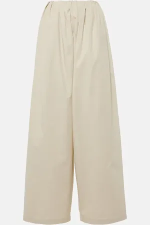 Maison Margiela Pantaloni a gamba larga in cotone a vita alta