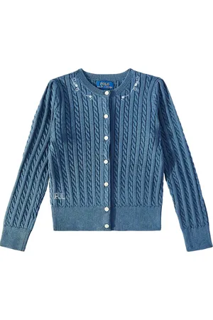 Cardigan in cotone a trecce con ricamo