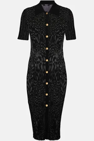 VERSACE Abito midi in maglia a coste