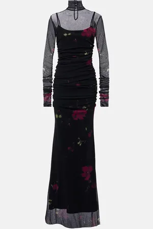 BLUMARINE Abito lungo in tulle con stampa