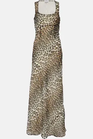 Ganni Abito lungo in chiffon con stampa