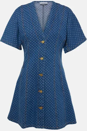 Ganni Abito corto di jeans a pois