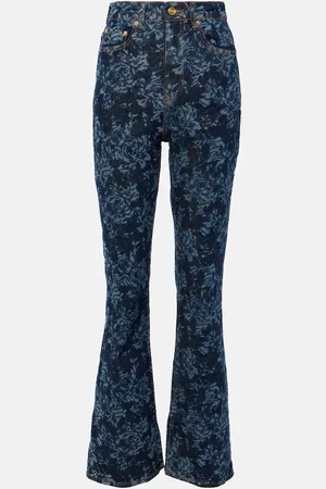 Ganni Jeans flared a vita alta con stampa