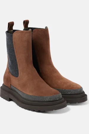 Brunello Cucinelli Stivaletti Chelsea Monili in suede