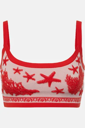 VERSACE Top cropped in misto cotone