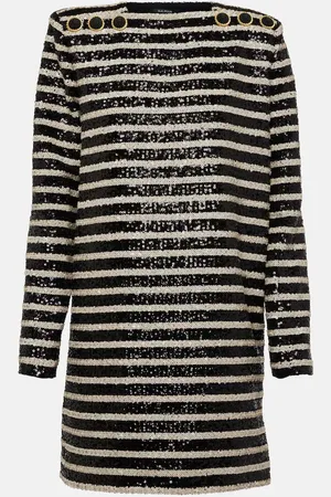 Balmain Miniabito a righe con paillettes