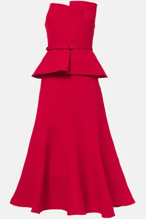 Roland Mouret Abito midi con corsetto in lana e seta
