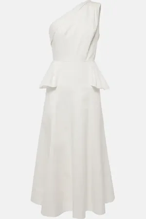 Roland Mouret Abito midi monospalla in popeline di cotone