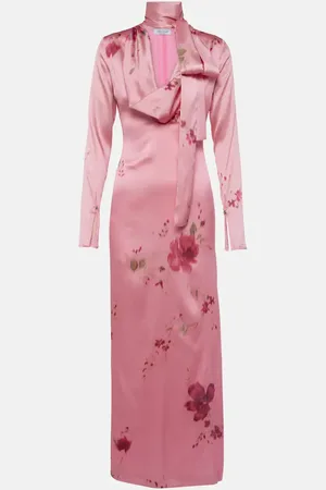 BLUMARINE Abito lungo in raso di misto seta