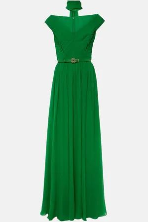 Elie saab Abito lungo in seta con scollo bardot