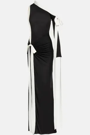 DAVID KOMA Abito lungo in jersey con scollo bardot