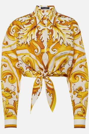Dolce & Gabbana Camicia cropped Majolica in popeline di cotone