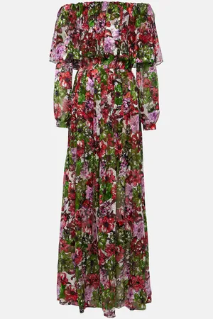Costarellos Abito lungo Floria in chiffon