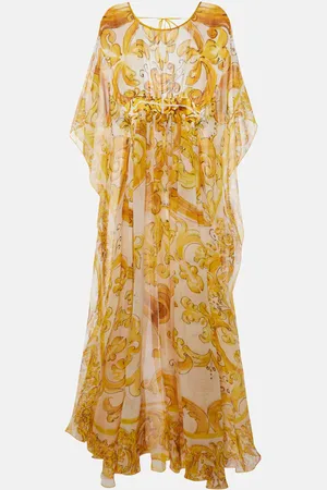 Dolce & Gabbana Abito lungo Majolica in chiffon di seta