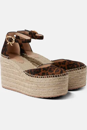 Gianvito Rossi Espadrillas in suede con stampa e zeppa